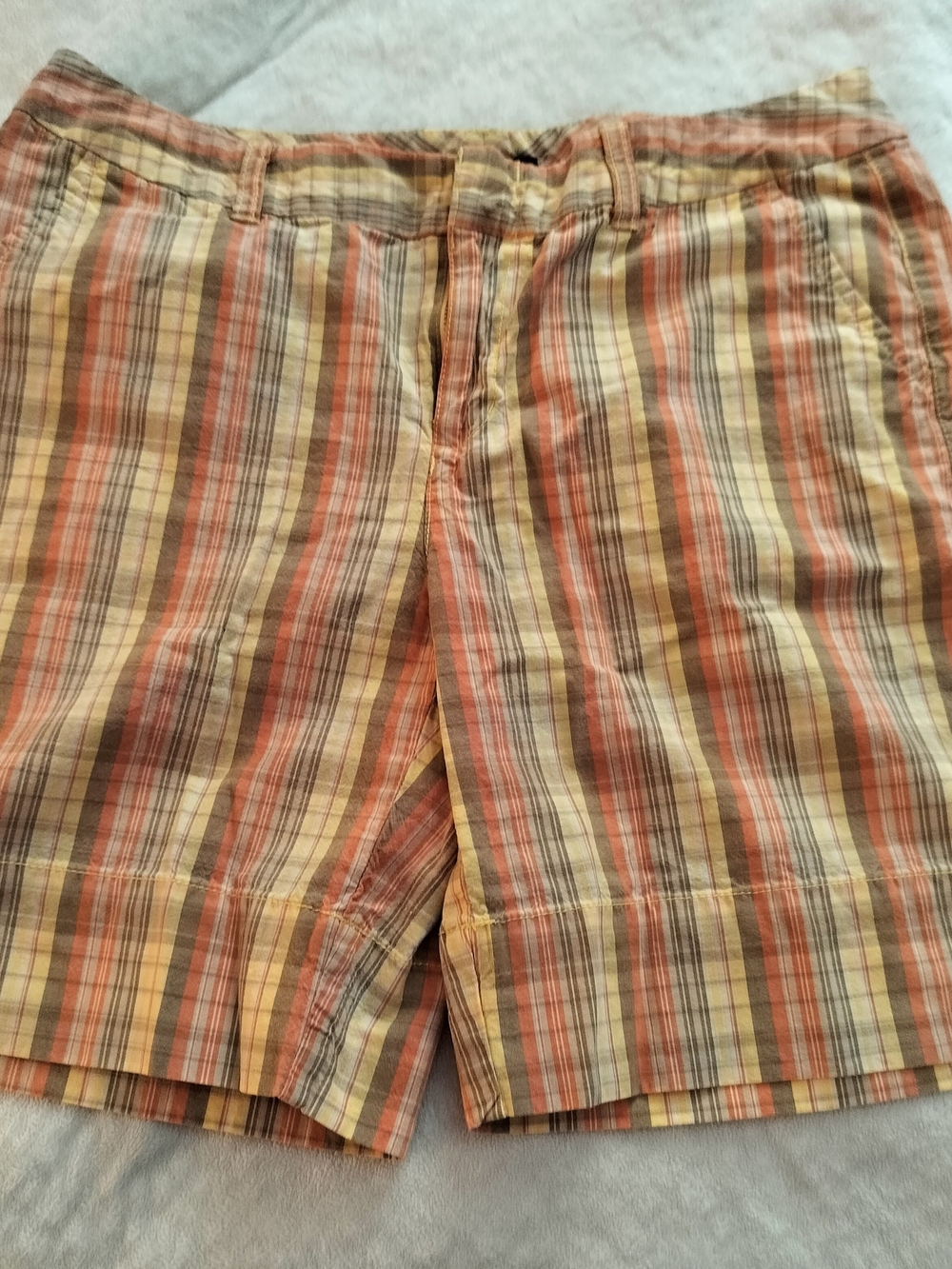 Liz Claiborne Axcess Women’s Orange, Yellow & Brown Striped Button-Down Shorts